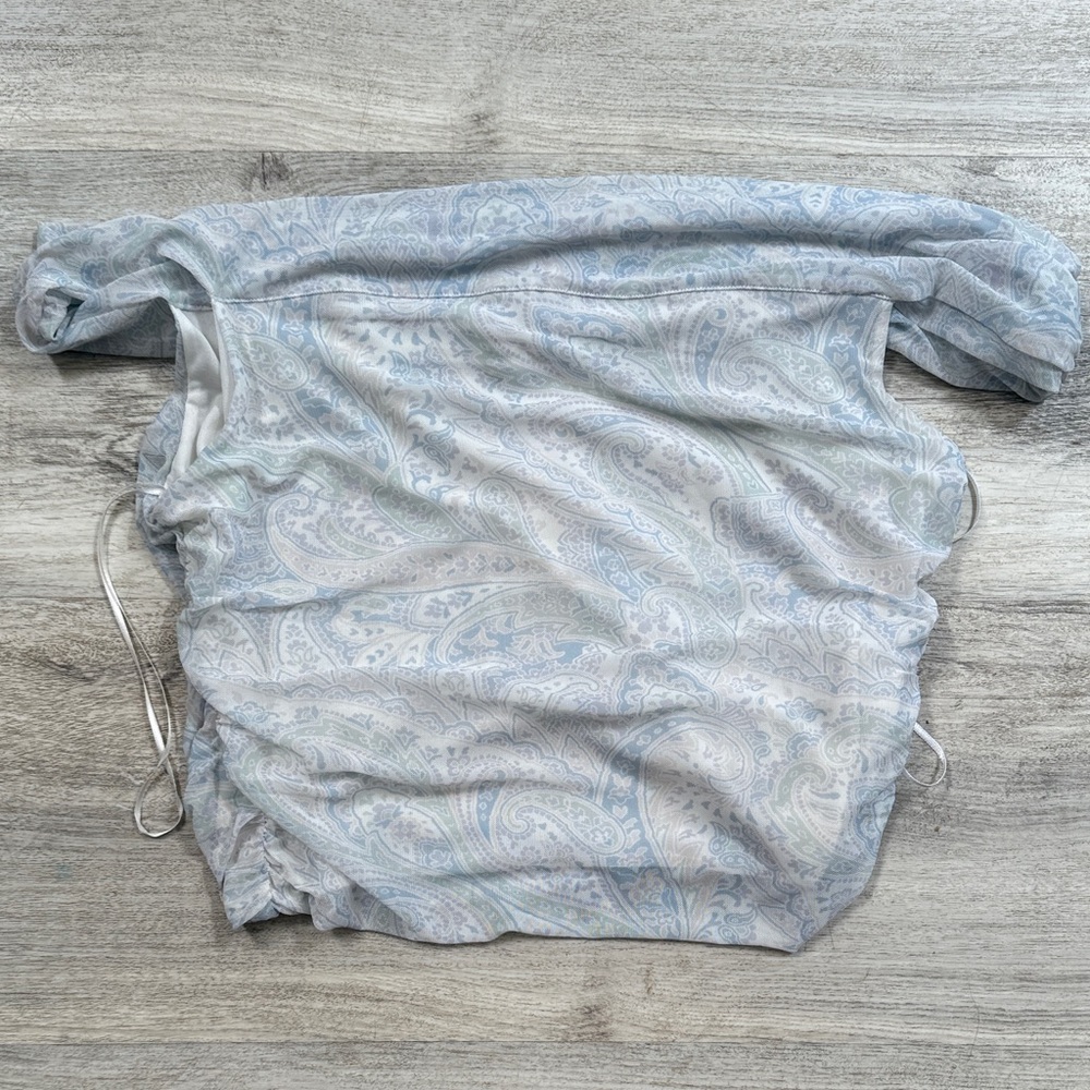 Hollister Light Blue and Cream Paisley Blouse